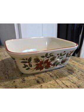 Longaberger Christmas Square Ceramic Casserole Dish 9.5" Oven Safe